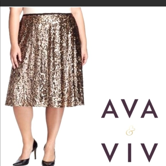 Ava & Viv Dresses & Skirts - AVA&VIV GOLD BLACK SEQUIN CIRCLE SKIRT